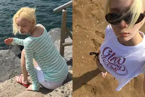 海辺では爽やかコーデ、飛行機ではラフなフーディー…aespa・ウィンターの“夏の終わり”の日常