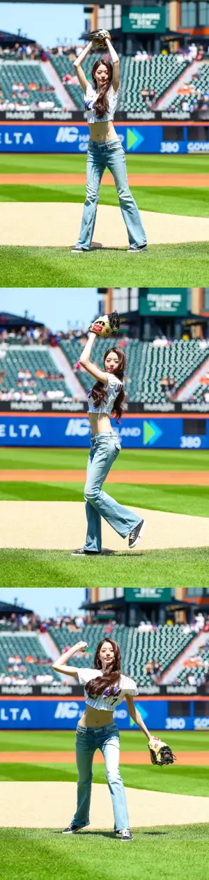 "My Queen!" IVE's Jang Won-young becomes a new star pitcher... leading the New York Mets to a comeback victory with "Lucky Bikini" [Star Issue]