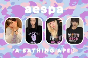 「BAPE? X aespa」コラボレーションの限定コレクション発表 Tシャツ、フーディ、アクセ展開