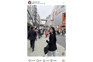 LE SSERAFIM KAZUHAが街中を散策 渋谷を堂々と歩く姿に「だれも気づいてないの?」「モデルみたいにかっこいい」